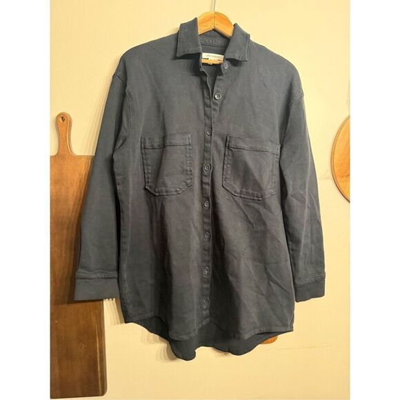 Good American Navy Cotton Blend Button Down Shirt Size 1 - Picture 1 of 5